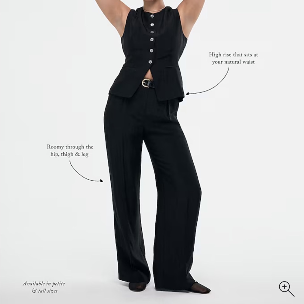 J.Crew Tall Essential wide-leg pant in textured satin (12T) - Picture 2 of 10